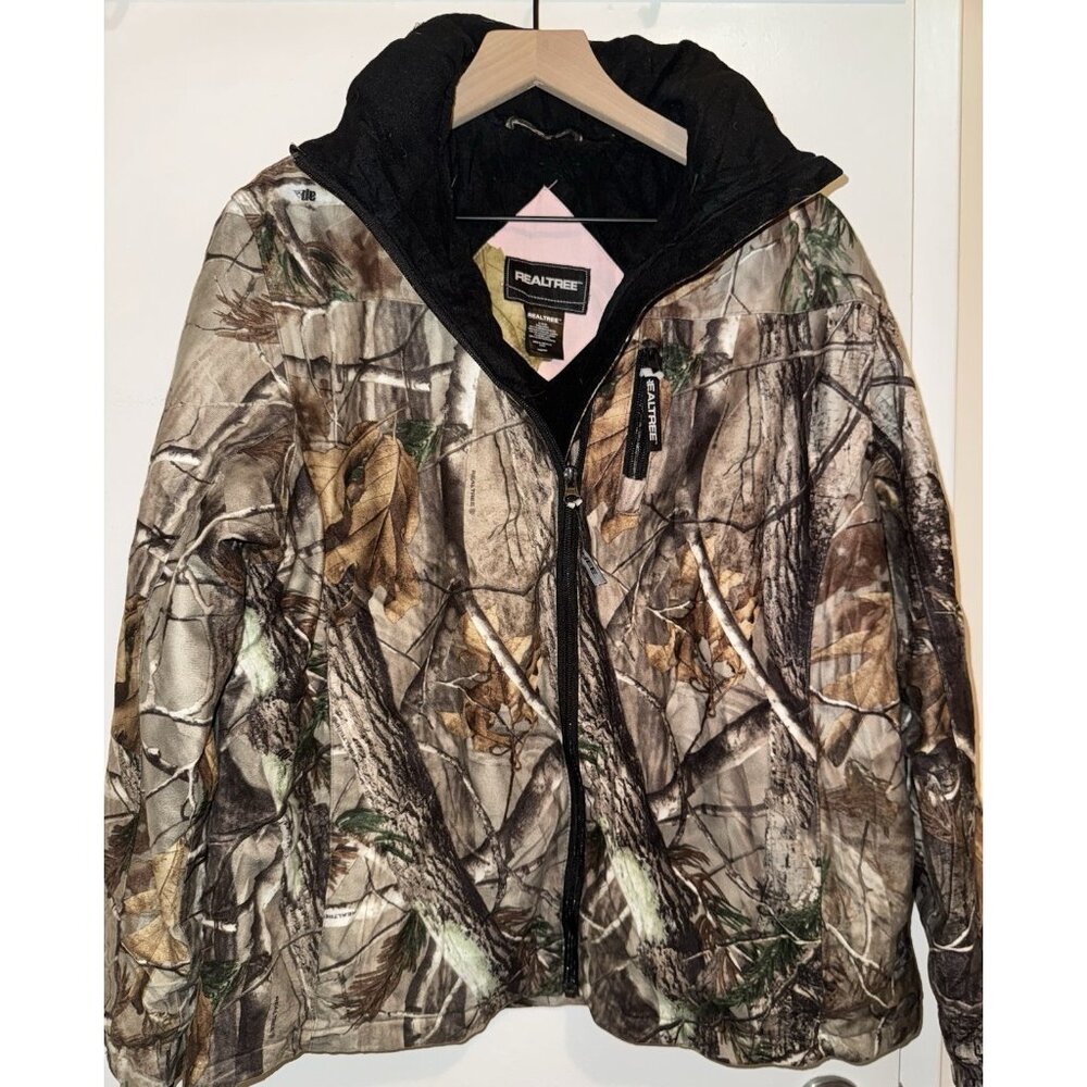 Realtree AP HD Suede Camouflage Zip Up Collared Polyester Jacket Women’s Size XL
